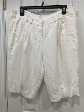 Laurel/Escada White Linen Shorts